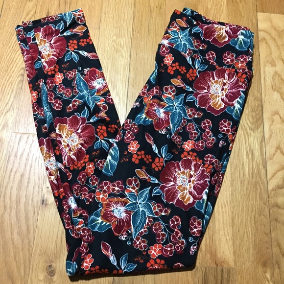 NWT LulaRoe OS Floral Print Leggings - Picture 3 of 8